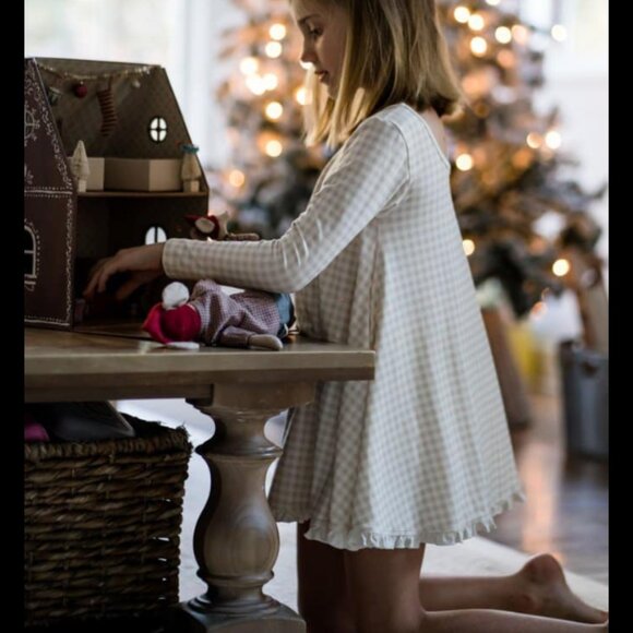 Girls Omi Jo Well Dressed Wolf Vanilla Milk Gingham House Dress Tunic 2pc Set 6 - Picture 2 of 6